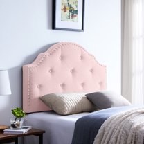 Blush Fabric Twin Headboard With Fascinating Button Diamond Stitch And Attractive Nailhead Trim Sized Upholstered In Blush, Adorned