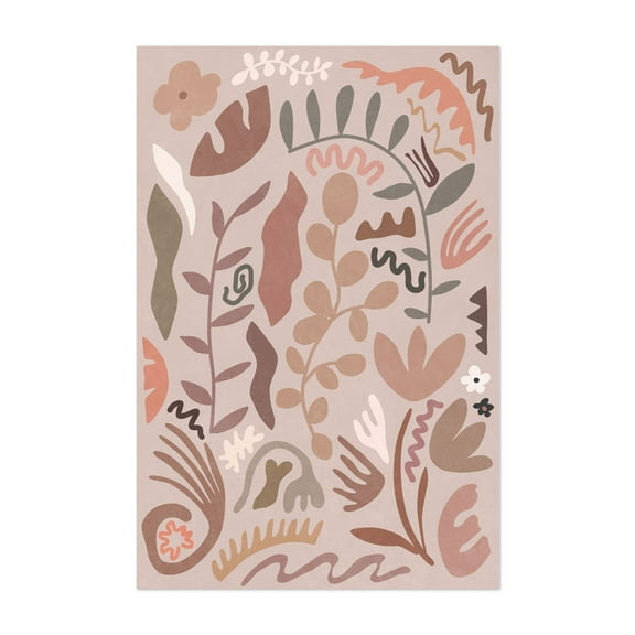 Blush Flora III - Illustration Abstract Minimalist Boho Floral Pattern Modern Art Pastel Unframed Wall Art Print 4 x 6 inches