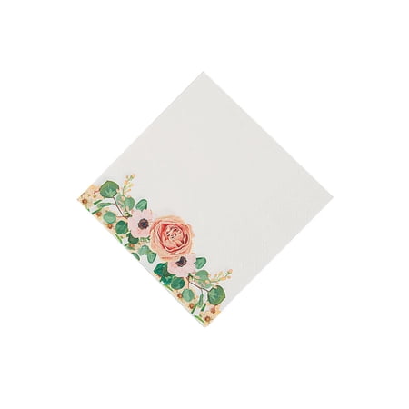 Blush Floral Bev Nap - Party Supplies - 16 Pieces