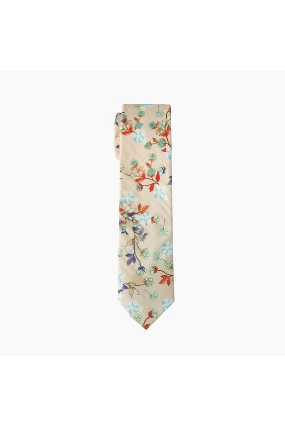 Blush Floral Skinny Necktie, Wedding Gift, Vintage Men's Tie