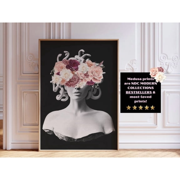 Blush Flowers Medusa Print Blush Medusa Wall Art Dusty Rose Wall Art Modern Statue Art Woman Body Form Wall Art Feminine Wall Art Modern Wall Decor