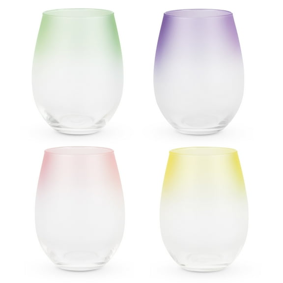 Blush Frosted Ombre Stemless Wine Glasses for Outdoor Party Assorted Colors