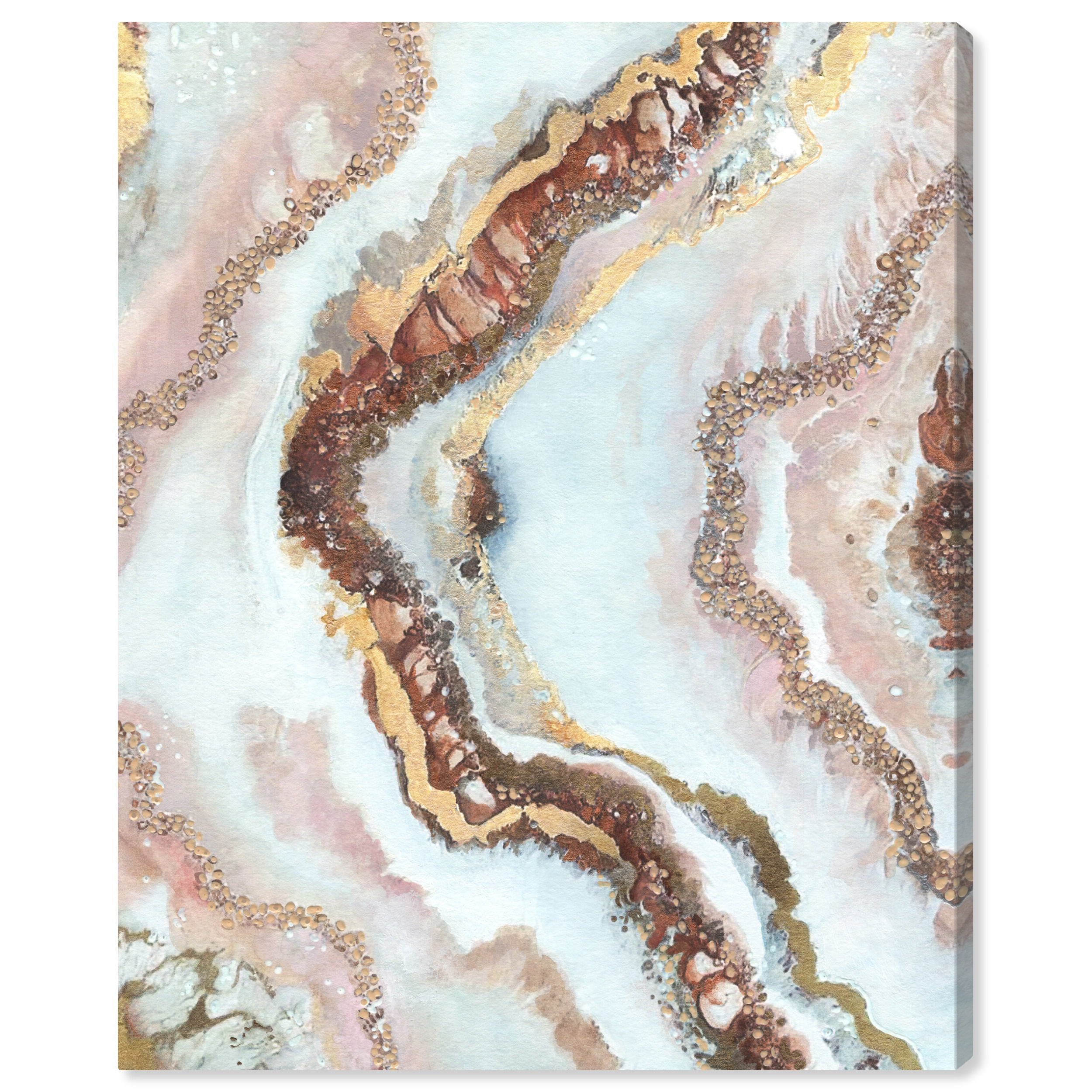 Blush and Gold Abstract Geode Canvas Wall Art, 20" x 24"