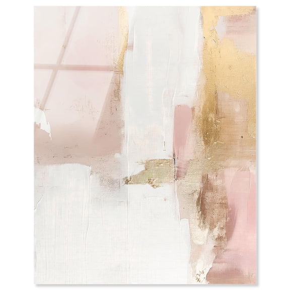 Blush Gold Shimmer I High-Gloss Frameless Acrylic Glass Wall Art Abstract by Art Remedy, Ready to Hang, 30 x 36
