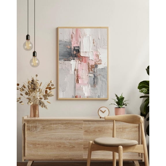 Blush Gray Copper Soft Geometric Luxe Neutral Quiet Statement Piece Wall Art Unframed Paper Print