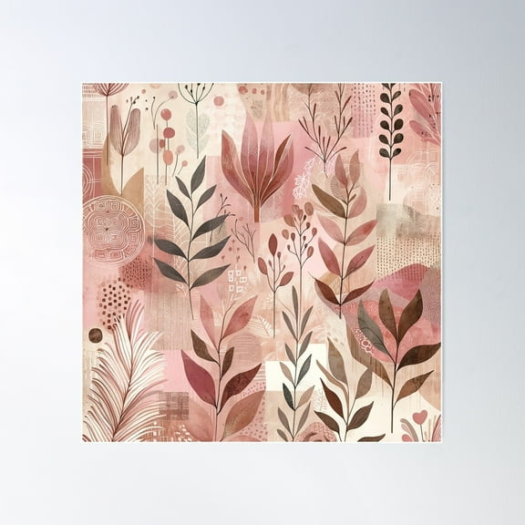 Blush Harmony In Bohemian Chic Poster Wall Art, Modern Wall Decor For Living Room Bedroom, 24x24 UNFRAMED