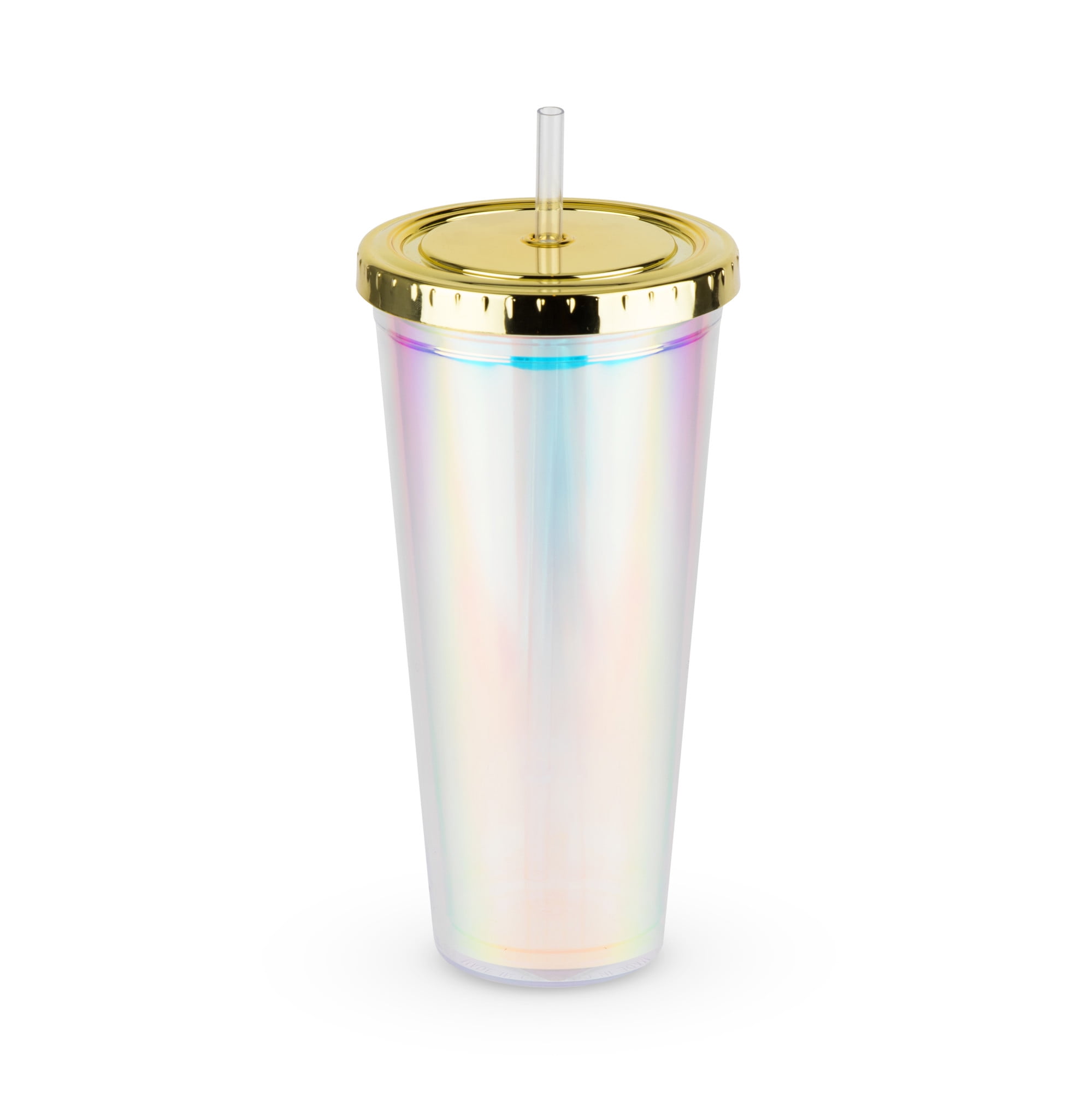 Glass DOF with Lid and Straw- Iridescent