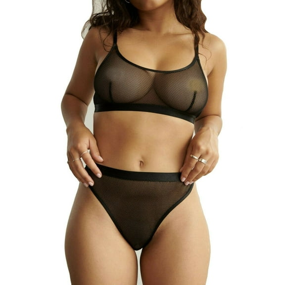 Blush Lingerie Haze Fishnet Bralette Bra - 0241710 (Black, XS)