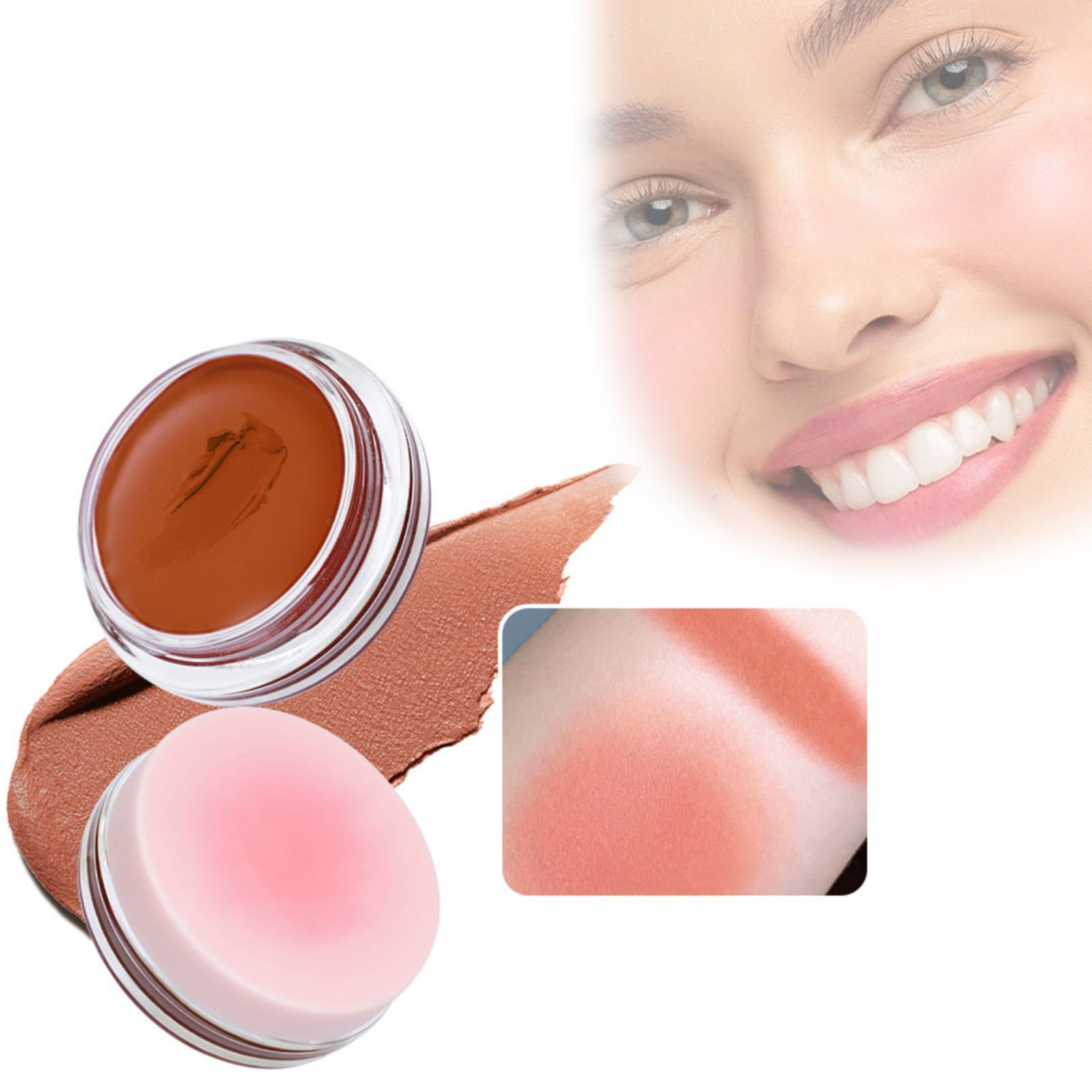 Blush Lip and Cheek Blue Jar Use Powder Blusher Lipstick,Creme Blush