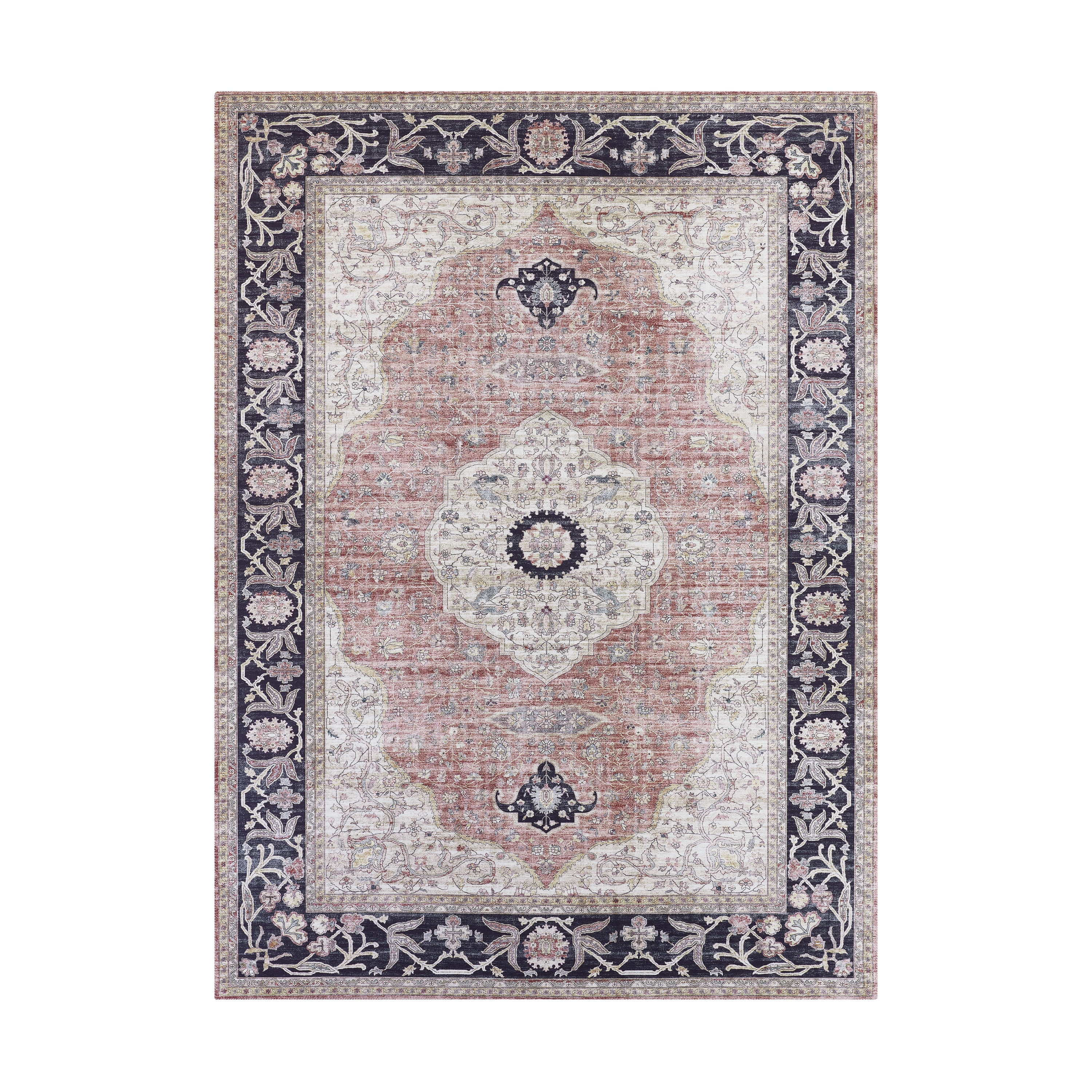Blush Medallion Skid-Resistant Area Rug, 6.5' x 10'
