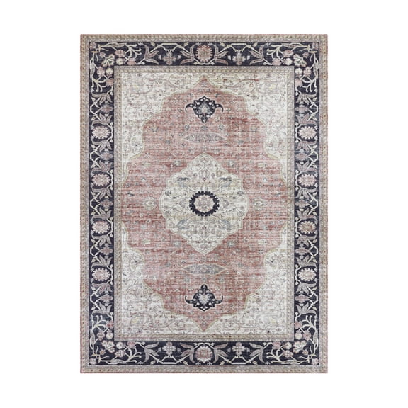 Blush Medallion Skid-Resistant Area Rug, 6.5' x 10'