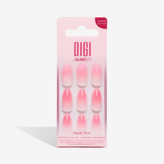 DIGI by Glamnetic Medium Almond Artificial Press-on Nails, Blush Melt, 24 Pieces