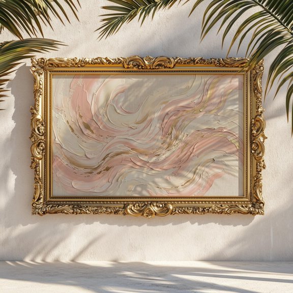 Blush Neutral Abstract Wall Art Print Soft Pink Look, Unframed Paper Print
