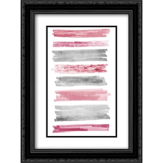 Blush Paint Streaks 2x Matted 18x24 Black Ornate Framed Art Print by Prime, Marcus