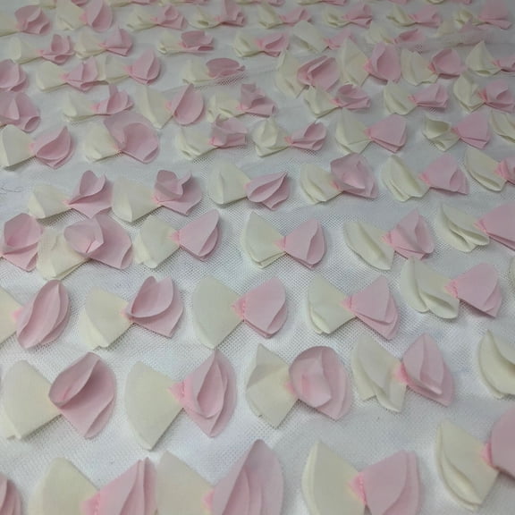 Blush Pastel Floral Bow-Tie 3D Embroidered Mesh