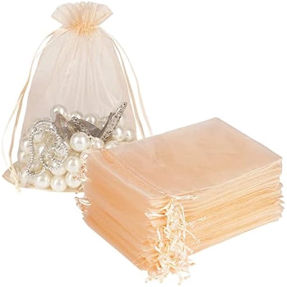 Blush Peach Organza Bags 5x7 inch 100pcs, Mesh Gift Bag Jewelry Pouches ...