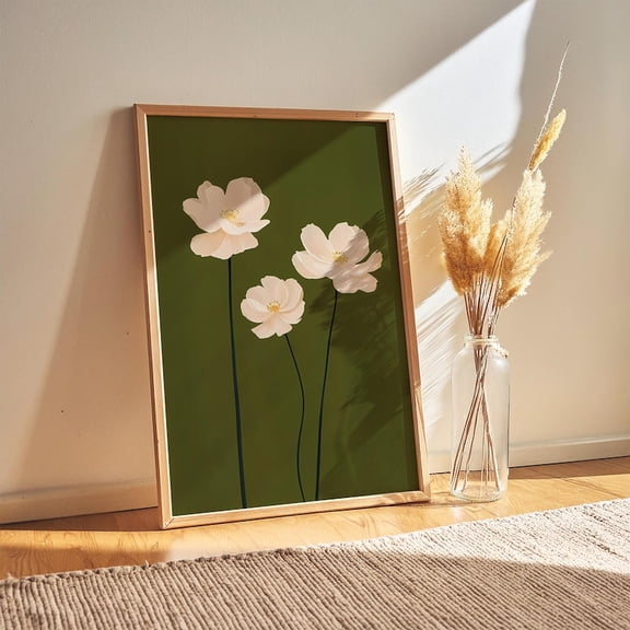 Blush Peony Print: Minimalist Floral Wall Art 8x12 UNFRAMED