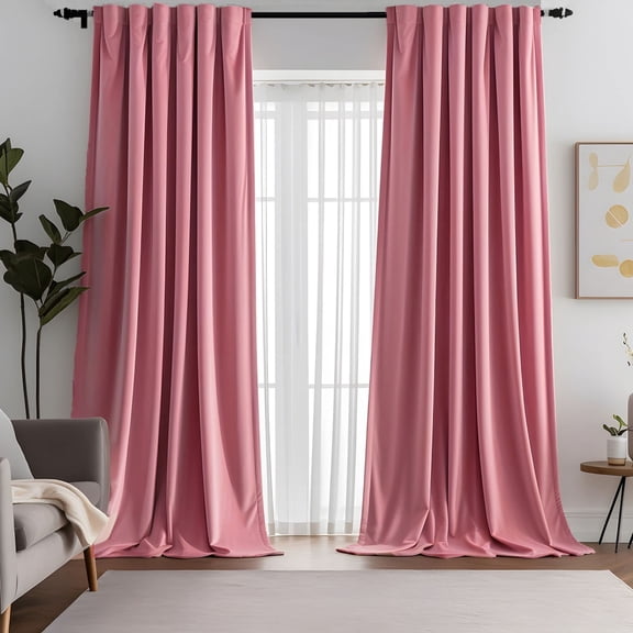 Blush Pink 52"W x 84"L (Pack of 2) Room Darkening Window Drapes