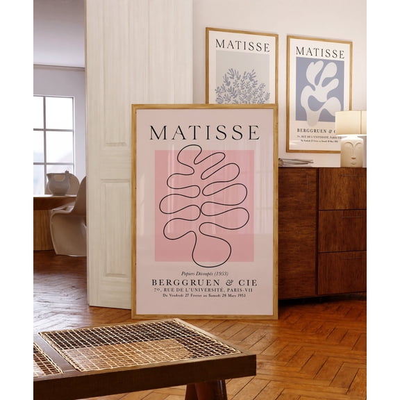 Blush Pink Abstract Art Deco Line Wall Art, Unframed Paper Print Size 8x12