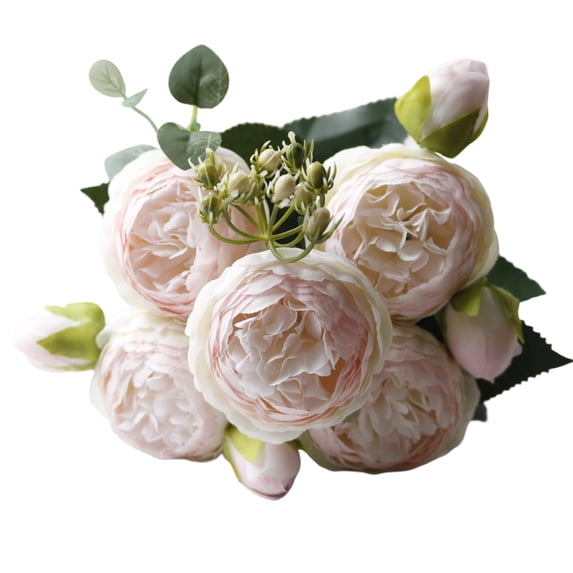 Blush Pink Artificial Peony Bouquet, Eucalyptus Greenery, Valentine Centerpiece Table Decorations, Dining Table Cloth Accents, Home Living Room Accents 1 Pc
