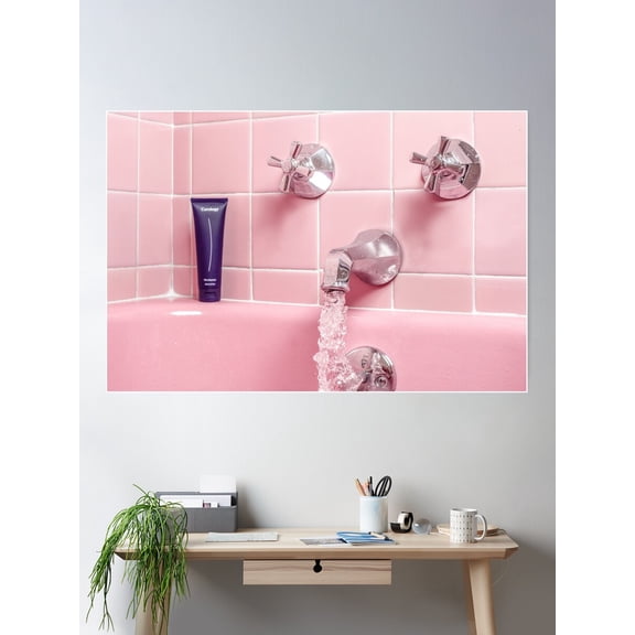 Blush Pink Bath Tub Poster Wall Art, Modern Wall Decor For Living Room Bedroom, 12x18 UNFRAMED