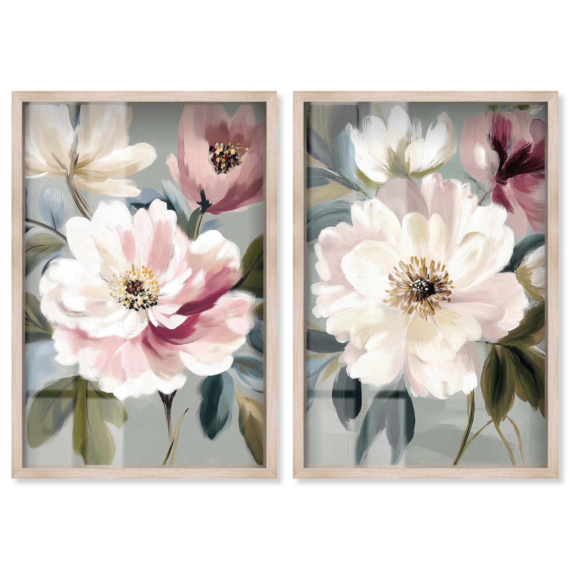 Blush Pink Bedroom Dreamscape 2 Panel Set Shadowbox Print Floral Wall ...