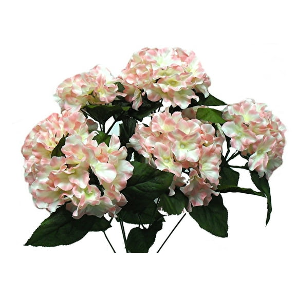 Blush Pink Bigleaf Hydrangea 21in Artificial Polysilk Faux Fake Flower Bush for Craft Home Garden Outdoor Bouquet Arrangement Ceremony Wedding Arch Floral Wall Aisle Decor (Pink, One each)