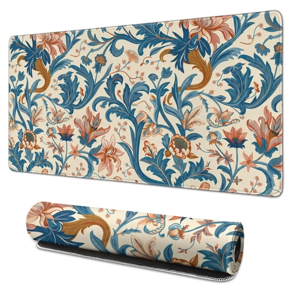 Blush Pink, Blue, Coral Orange Bohemian Pattern Extended Mouse Pad, 31 ...