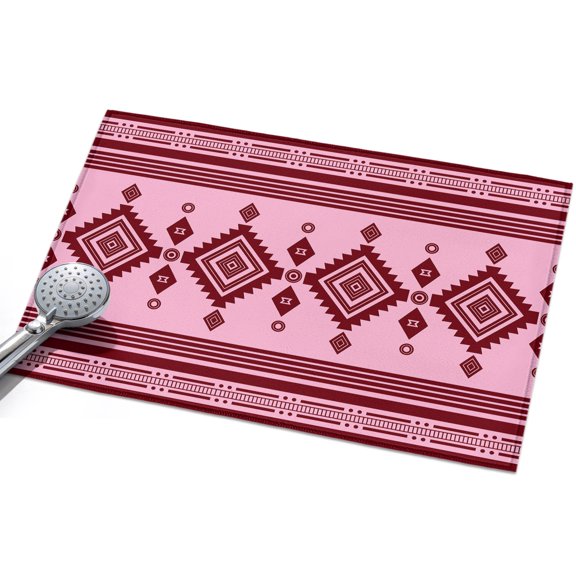 Blush Pink Boho Southwestern Entryway Rug 2x3ft Washable Non Slip Bathroom Rug Indoor Floor Front Door Mat Vintage Ethnic Tribes Zigzag Tile Rectangle Area Rugs Carpet for Kitchen Office Dining Room