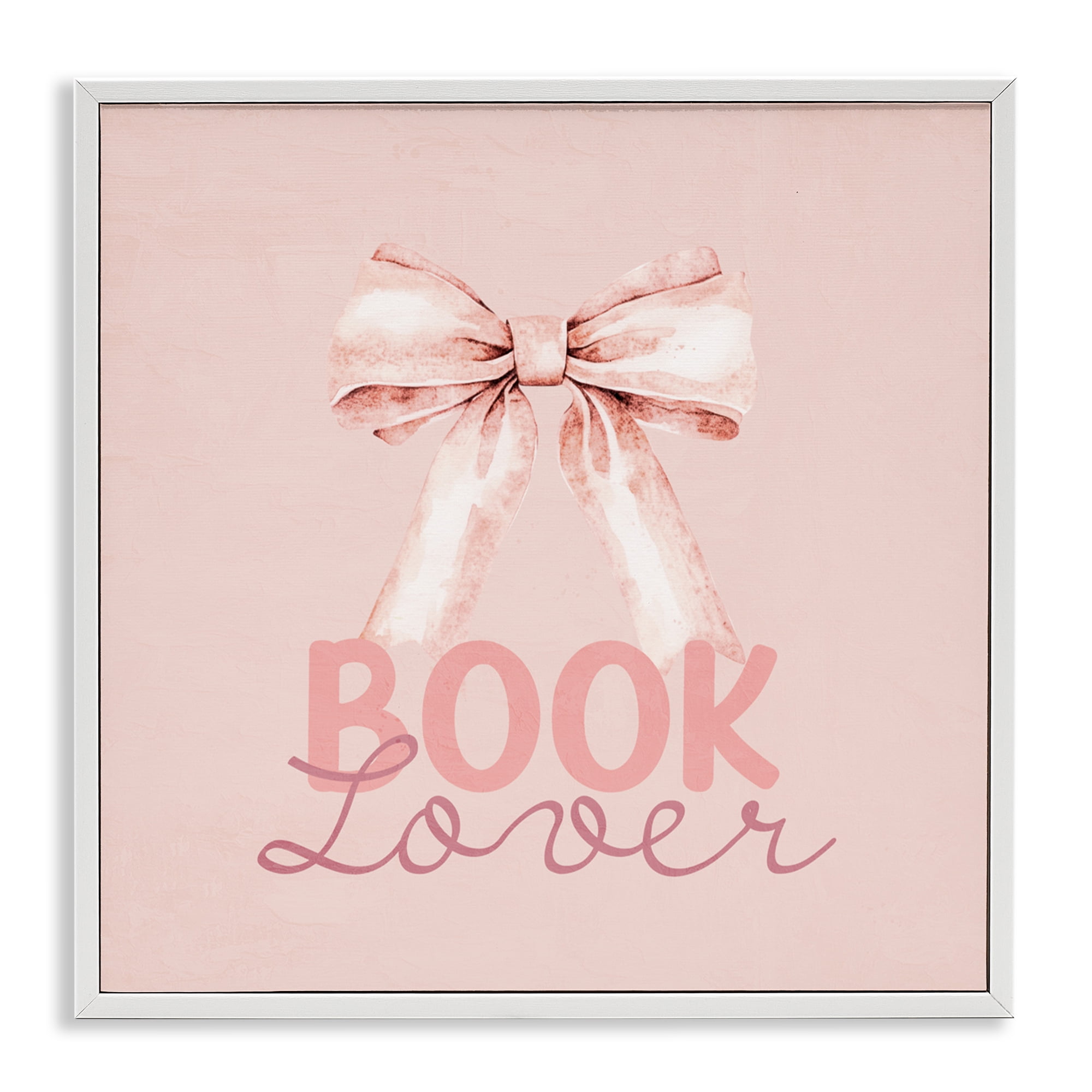 Blush Pink Book Lover White Framed Giclee Art, design by Kim Allen