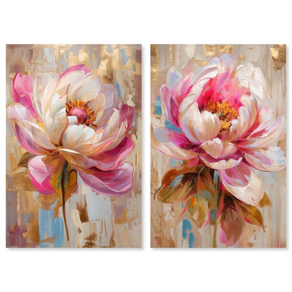 Blush Pink Botanical Reverie Duo Canvas Print Living Room Wall Art by Art Remedy, Gallery Wrapped, 36 x 54