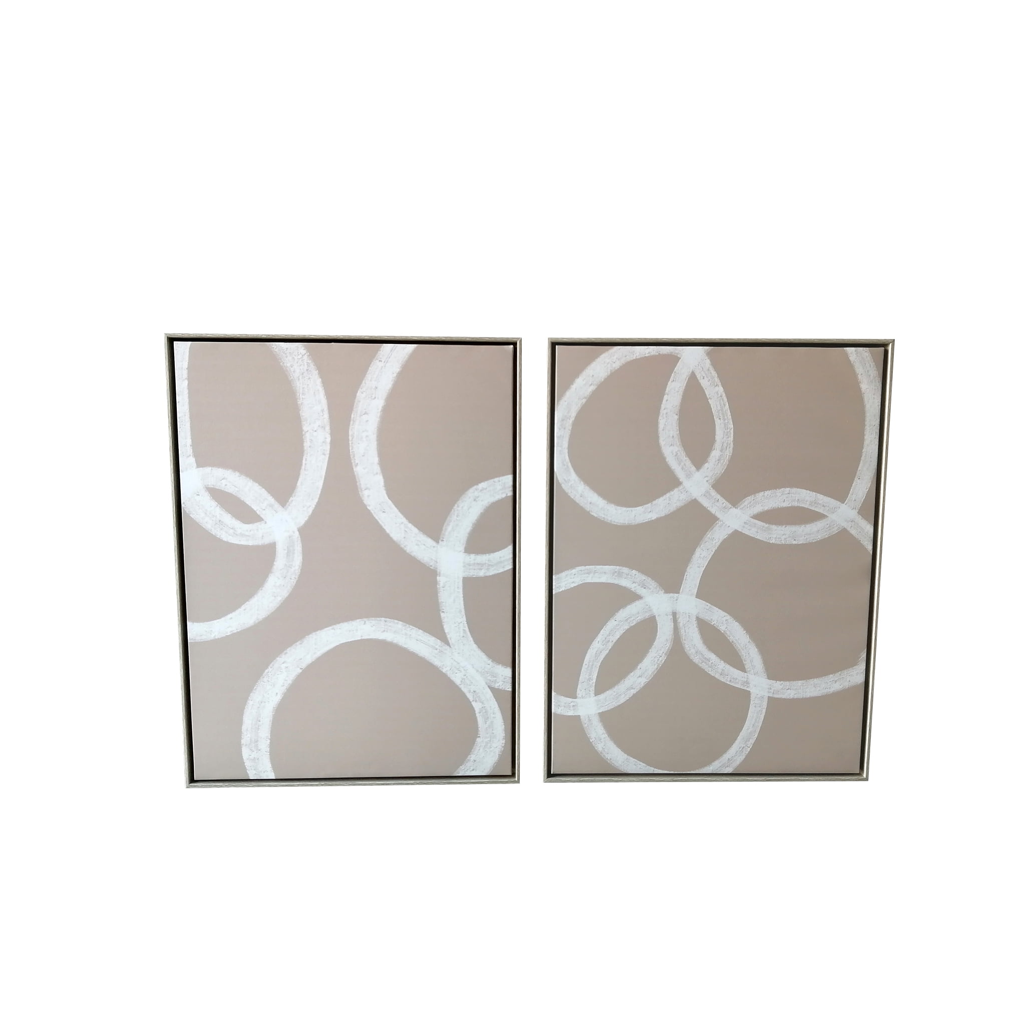 Blush Pink and White Abstract Circles Canvas Wall Art Set
