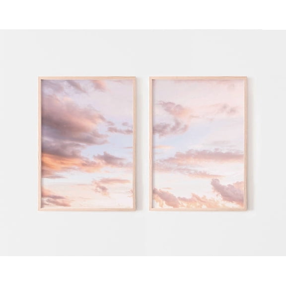 Blush Pink Clouds Pink Sky Prints Sunset Clouds Posters, Set 2, Poster Only