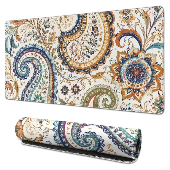 Oramge Pattern Blush Pink, Coral Orange, Blue Bohemian Pattern Extended Mouse Pad, 31 ...