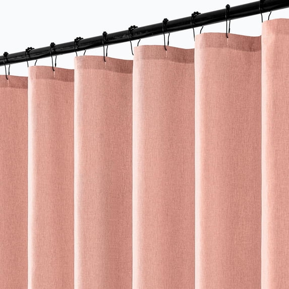 Blush Pink Extra Long Linen Shower Curtain, 108 Inch Long Heavy Duty Fabric Shower Curtain Set with 12 Metal Hooks, Waterproof Decor Machine Washable for Bathroom Bathtub Hotel, 72 x 108