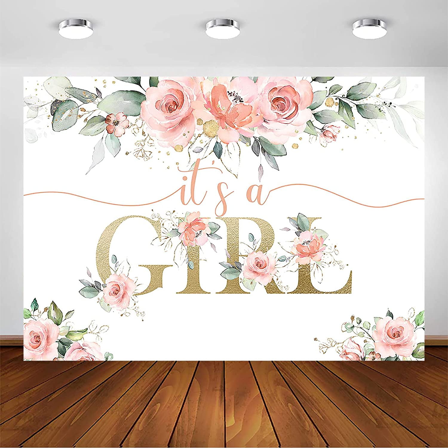 60 Stück Peach Greenery 'It's A Girl' Aufkleber – Runde Etiketten Für Babyparty, 3,8 Cm