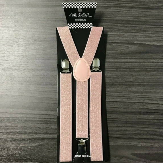 Blush Pink Glitter Suspender for Adults Men Women Teens Wedding Formal Suspenders