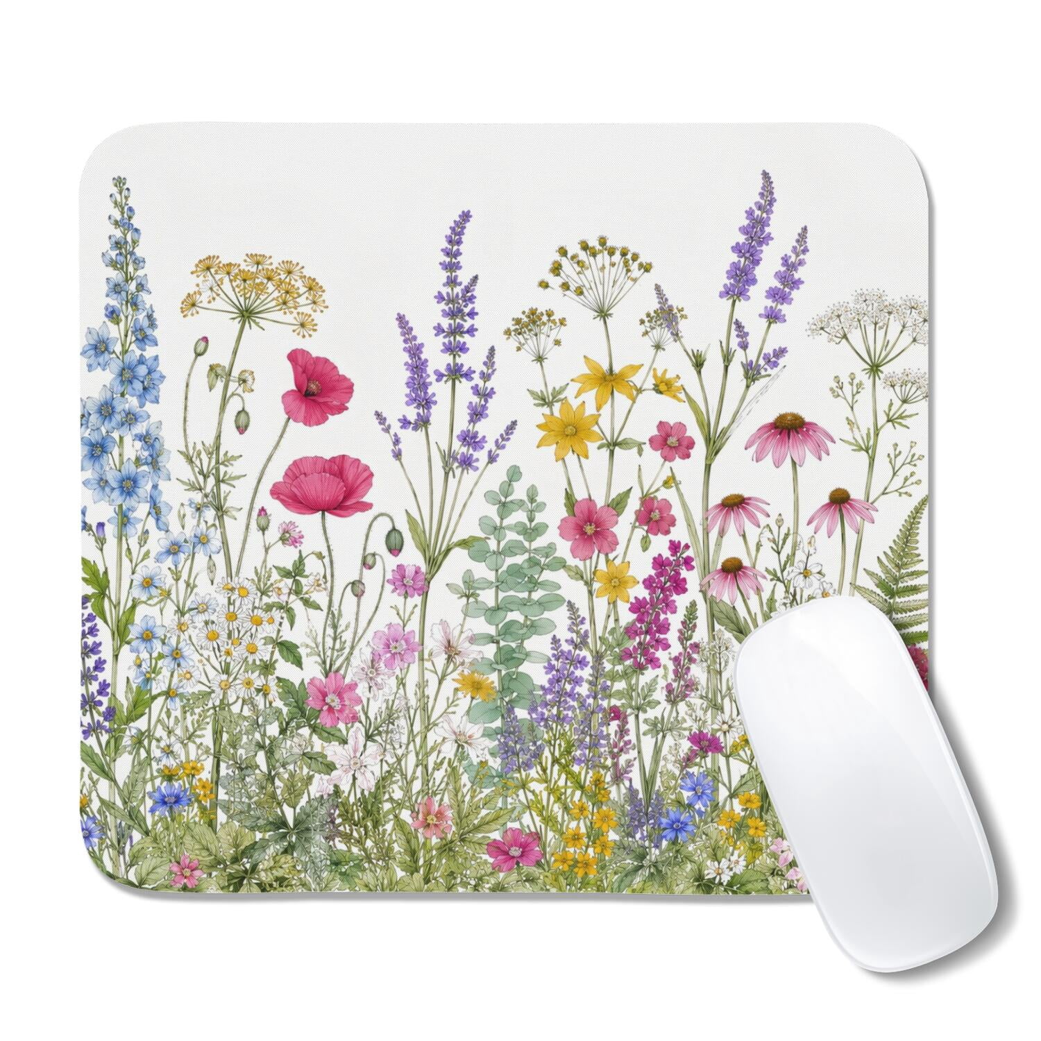 Blush Pink, Golden Yellow, Sage Green Garden Floral Small Mouse Pad ...