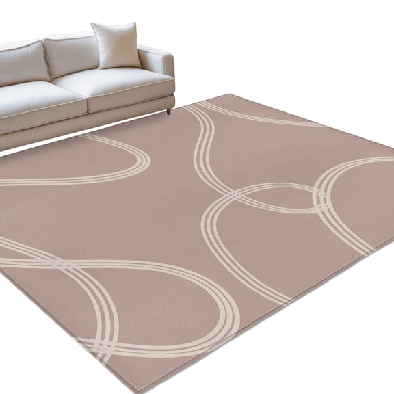 Blush Pink Line Art Washable Rug 9x12 Area Rug for Living Room Bedroom Non Slip Indoor Floor Rectangle Carpet Soft Large Modern Abstract Geometric Ribbons Entryway Rugs for Dining Room Office Home