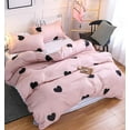 thumbnail image 1 of Blush Pink Love Heart Print Duvet Cover Twin Black and Dusty Rose Bedding Set Reversible Blue White Striped Microfiber Comforter Cover, 1 of 6