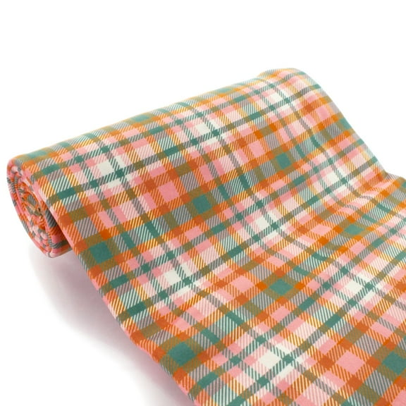 Blush Pink Mint Fall Plaid DBP Fabric 6" Strip