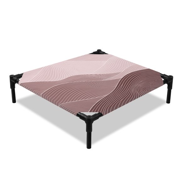 Blush Pink Mountain Ridges Elevated Dog Bed, Pink Ombre Line Mountains Abstract Cooling Breathable Outdoor Raised Dog Cot Bed with Metal Frame Non-Slip Feet for Small Dog 20x20in