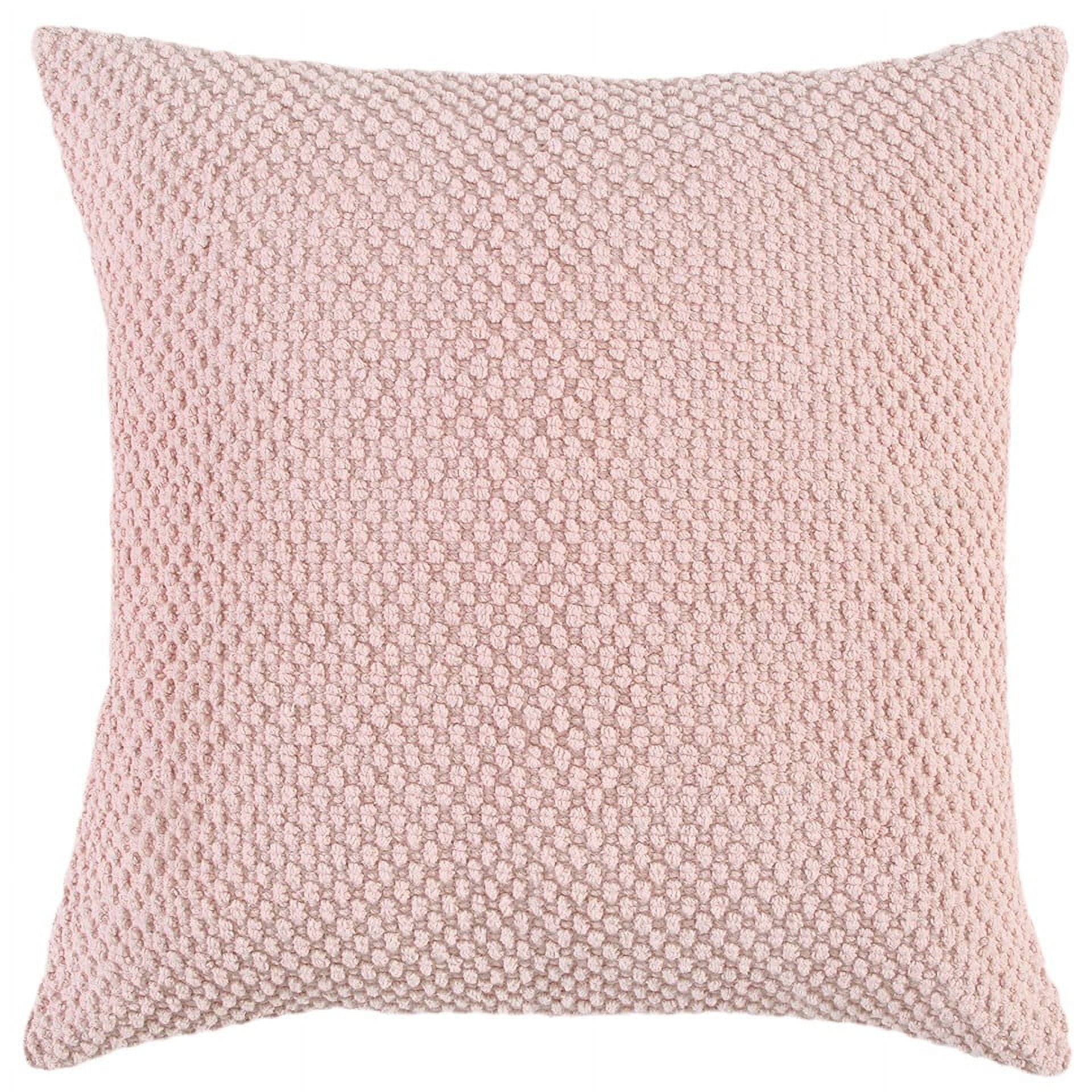 Blush Cotton Textured Square Throw Pillow with Zipper Closure