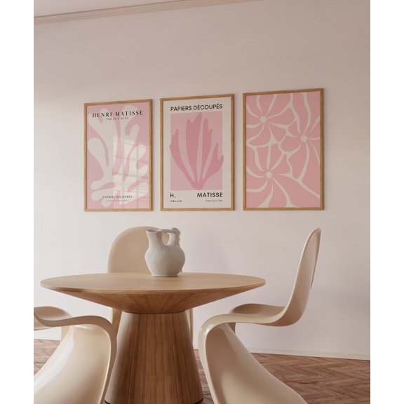 Blush Pink Print Trendy Gallery Wall Art Boho Dorm Room Art Exhibition Set 3 Unframed Paper Print 8x12