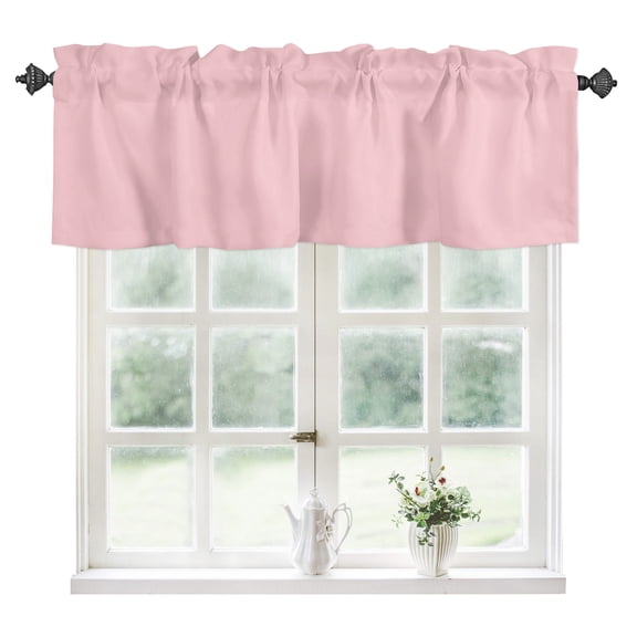 Blush Pink Pure, Kitchen Valances for Windows 54x18 Inch Kitchen Curtains Valances Rod Pocket Romantic Contemporary Minimalist Solid Bathroom Window Valances for Window Treatment Decor