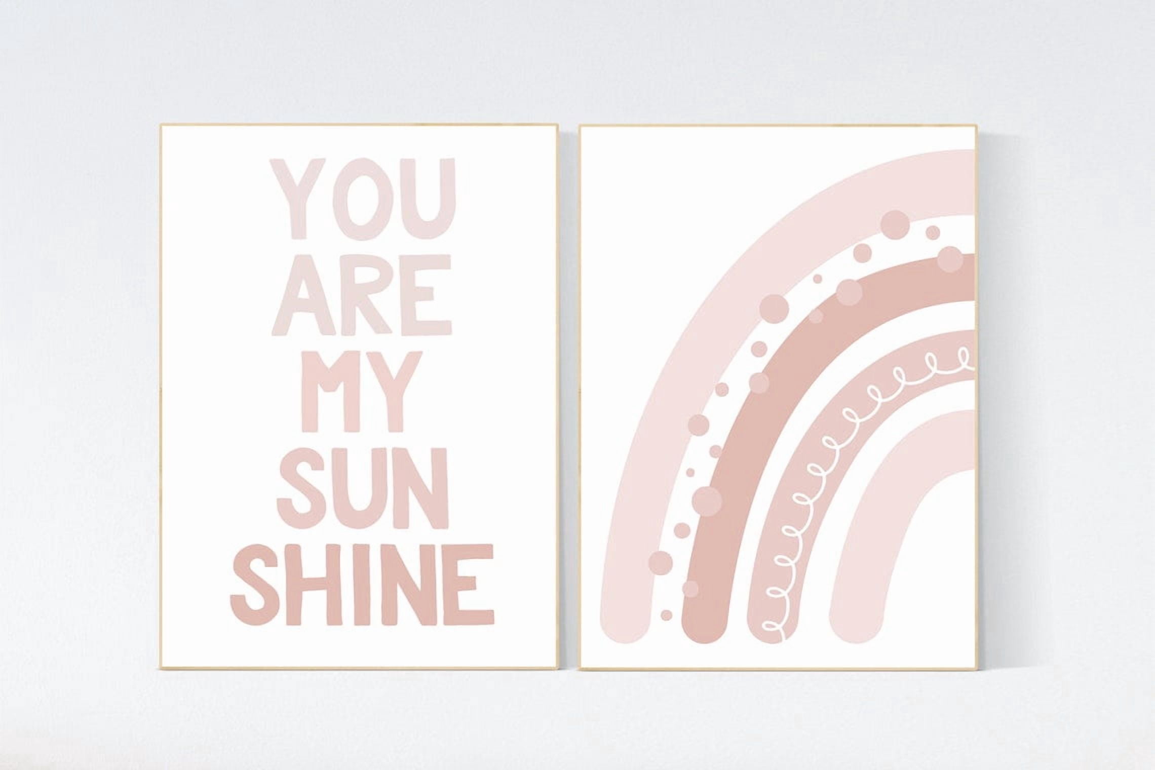 Blush Pink Rainbow Boho Sunshine Nursery Wall Art Prints, Nursery And ...