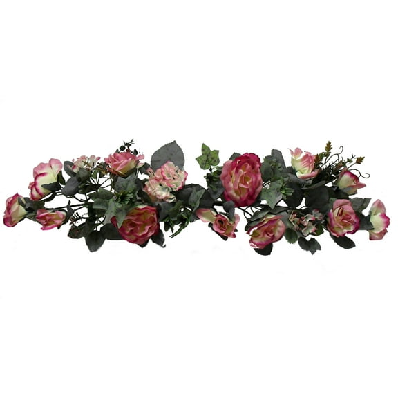 Blush Pink Rose Hydrangea 32in Artificial Polysilk Faux Fake Flower Crinkle Swag for Craft Home Garden Outdoor Bouquet Arrangement Ceremony Wedding Arch Floral Wall Aisle Decor (Mauve, Set of 2)