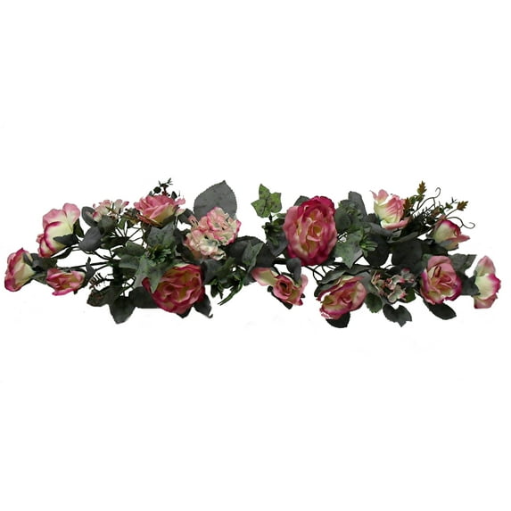 Blush Pink Rose Hydrangea 32in Artificial Polysilk Faux Fake Flower Crinkle Swag for Craft Home Garden Outdoor Bouquet Arrangement Ceremony Wedding Arch Floral Wall Aisle Decor (Mauve, Set of 2)