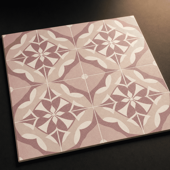 Blush Pink Rosette 12x12 inch 10 Count Vinyl Floor Tile