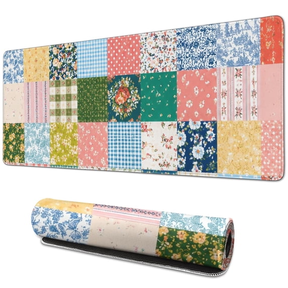 Blush Pink, Sky Blue, Sage Green Bohemian Style Extended Mouse Pad, 31 ...